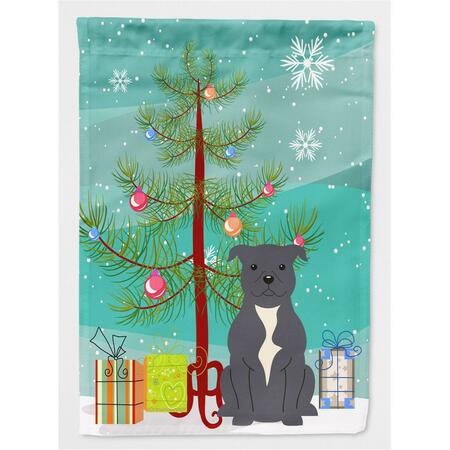 PATIOPLUS Merry Christmas Tree Staffordshire Bull Terrier Blue Flag Garden Size PA2859286